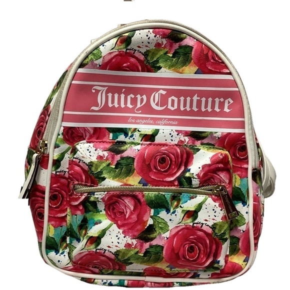 Juicy Couture Los Angeles Floral Rose Print Mini Backpack Purse Bag - Picture 1 of 6